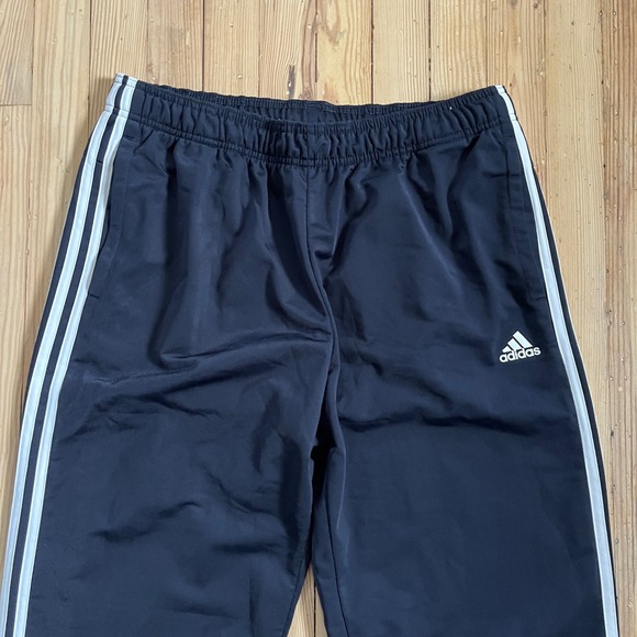 Adidas Mens Blue Track Pants Athletic Three Stripes Size XL Y2K Wide Leg Baggy - Picture 2 of 8